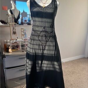 Vintage 90’s Black Beaded Sleeveless prom/formal Dress